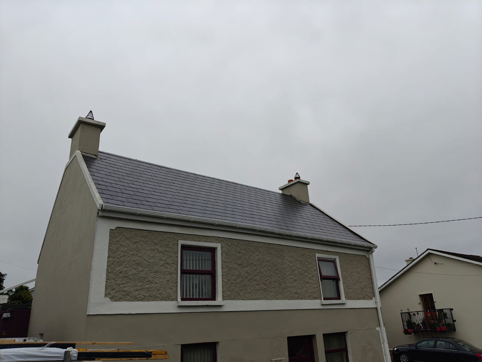 New slate roof installation
